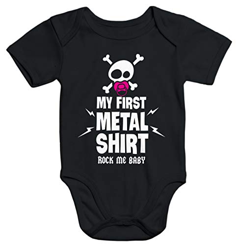 MoonWorks® Kurzarm Baby Body My First Metal Shirt Hardrock Heavy Metal Bio-Baumwolle schwarz 6-12 Monate von MoonWorks