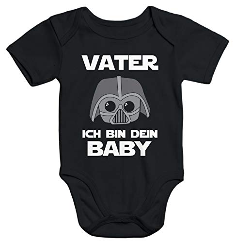 MoonWorks® Kurzarm Baby Body Vater ich Bin Dein Baby Spruch Nerd lustig Onesie Strampler schwarz 0-3 Monate von MoonWorks