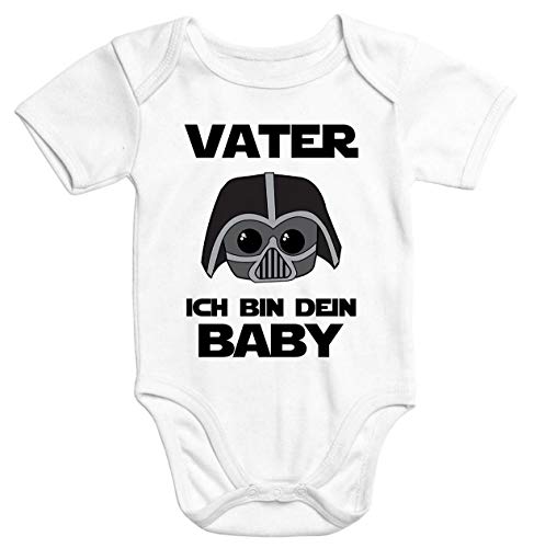 MoonWorks® Kurzarm Baby Body Vater ich Bin Dein Baby Spruch Nerd lustig Onesie Strampler weiß 6-12 Monate von MoonWorks