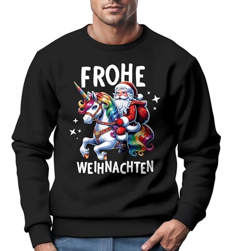 MoonWorks® Sweatshirt Herren Frohe Weihnachten Weihnachtspullover Lustig Dabbing Weihnachtsmotiv Ugly Xmas Sweater Einhorn schwarz M von MoonWorks