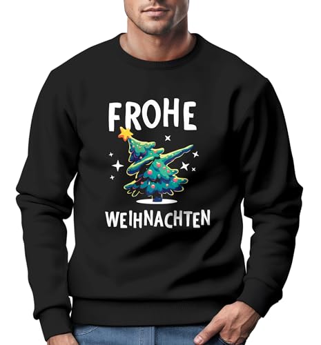 MoonWorks® Sweatshirt Herren Frohe Weihnachten Weihnachtspullover Lustig Dabbing Weihnachtsmotiv Ugly Xmas Sweater Weihnachtsbaum Dab schwarz 3XL von MoonWorks