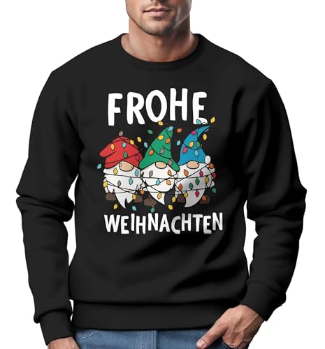 MoonWorks® Sweatshirt Herren Frohe Weihnachten Weihnachtspullover Lustig Dabbing Weihnachtsmotiv Ugly Xmas Sweater Wichtel schwarz 4XL von MoonWorks