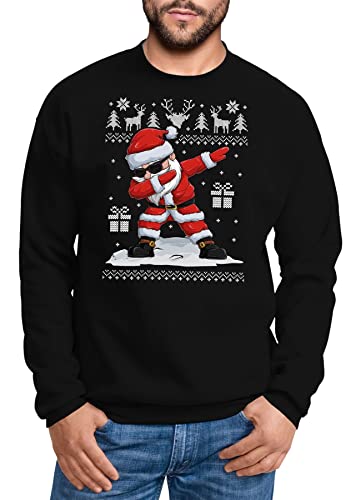 MoonWorks® Sweatshirt Herren Weihnachten Dabbing Santa Weihnachtsmann Dab Motiv lustig Rundhals-Pullover schwarz L von MoonWorks