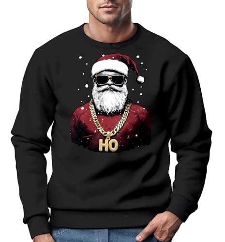 MoonWorks® Sweatshirt Herren Weihnachten Weihnachtspullover Santa HoHoHo Weihnachtsoutfit Männer schwarz 3XL von MoonWorks