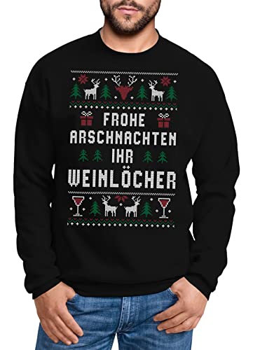 MoonWorks® Sweatshirt Herren Weihnachtspulli Ugly Christmas Frohe Arschnachten Ihr Weinlöcher Sweater schwarz 3XL von MoonWorks