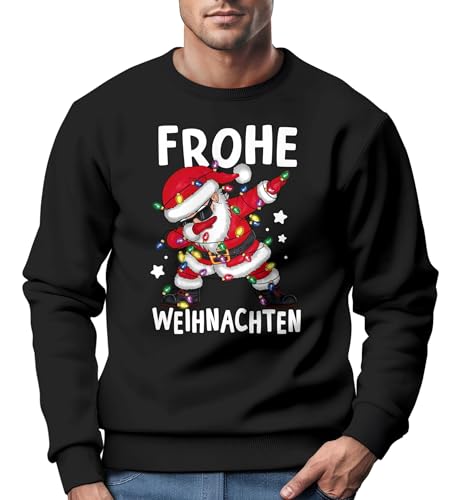 MoonWorks® Sweatshirt Herren Weihnachtspullover Frohe Weihnachten Aufdruck Dabbing Santa Weihnachtsoutfit Männer schwarz M von MoonWorks
