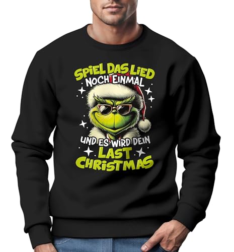 MoonWorks® Sweatshirt Herren Weihnachtspullover Grinch Spruch Weihnachten Weihnachtmuffel Weihnachtsoutfit Männer schwarz S von MoonWorks
