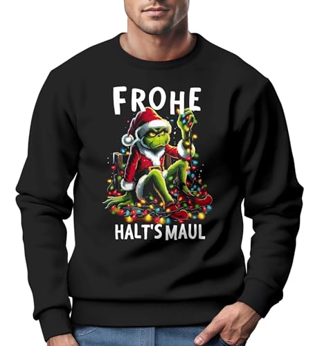 MoonWorks® Sweatshirt Herren Weihnachtspullover Lustig Frohe Weihnachten Weihnachtsmuffel Weihnachtsoutfit Männer schwarz 3XL von MoonWorks