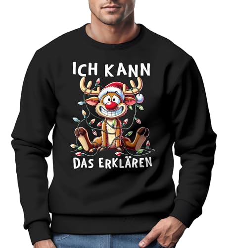 MoonWorks® Sweatshirt Herren Weihnachtspullover Lustig Rentier Spruch Xmas Sweater Weihnachtsoutfit Männer schwarz XXL von MoonWorks