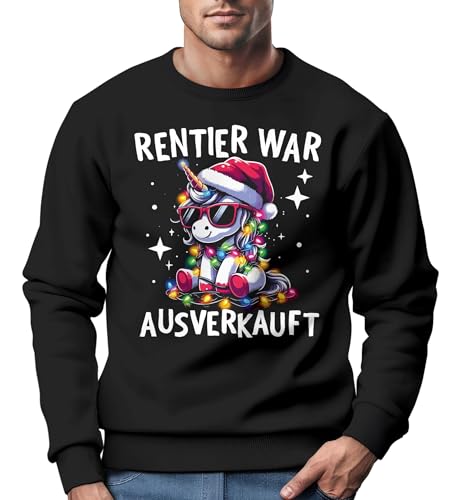 MoonWorks® Sweatshirt Herren Weihnachtspullover Lustig Rentier war ausverkauft Einhorn Weihnachtsoutfit Männer schwarz L von MoonWorks