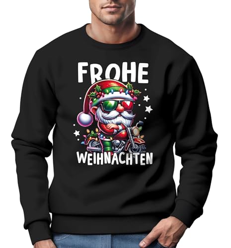 MoonWorks® Sweatshirt Herren Weihnachtspullover Santa Wichtel Aufdruck Lustig Weihnachtsoutfit Männer schwarz XL von MoonWorks