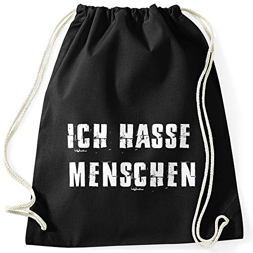 MoonWorks® Turnbeutel Ich hasse Menschen Spruch schwarz unisize von MoonWorks