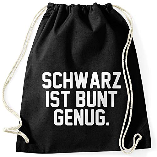 MoonWorks® Turnbeutel mit Spruch Schwarz ist bunt genug lustiger Turnbeutel schwarz unisize von MoonWorks