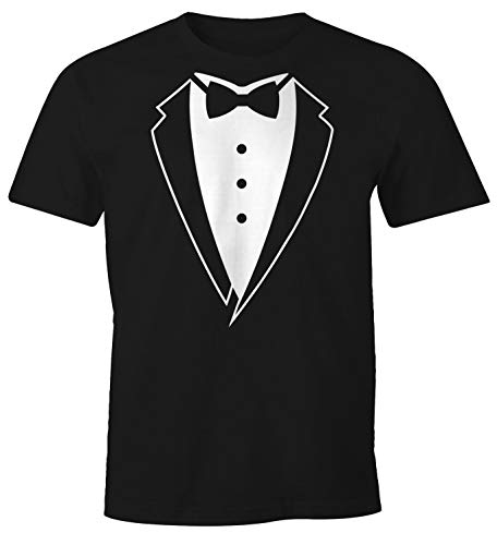 MoonWorks Anzug T-Shirt Smoking Tuxedo Anzug Aufdruck Fun-Shirt schwarz M von MoonWorks