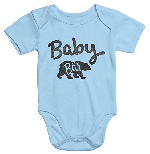 MoonWorks Baby Bär Body Bären Familie Baby hellblau 6-12 Monate von MoonWorks