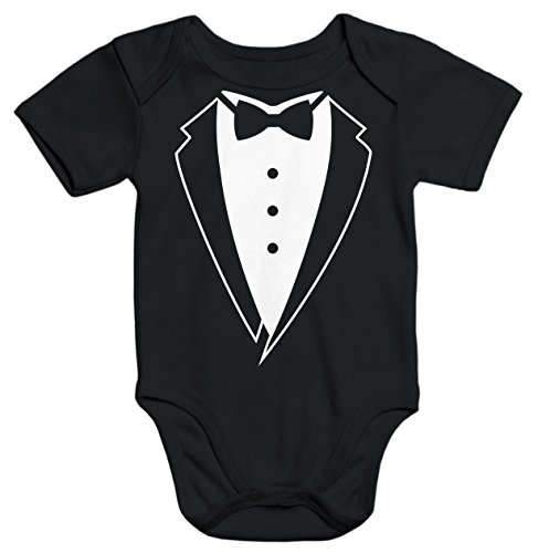 MoonWorks Baby Body Anzug Smoking Tuxedo Anzug Aufdruck gedruckt schwarz 12-18 Monate von MoonWorks