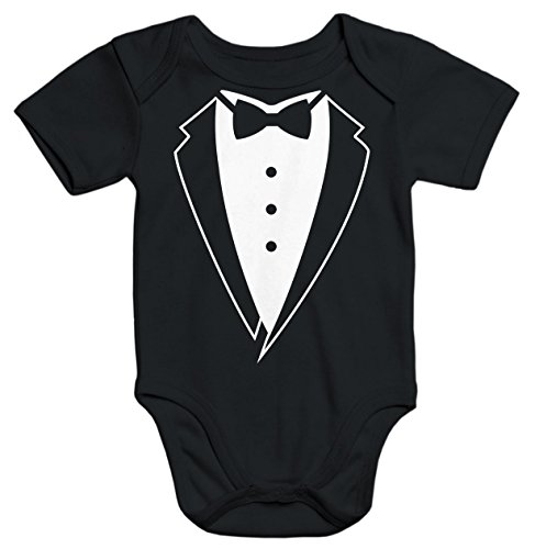 MoonWorks Baby Body Anzug Smoking Tuxedo Anzug Aufdruck gedruckt schwarz 6-12 Monate von MoonWorks