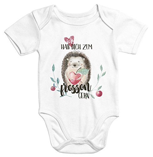 MoonWorks Baby Body Igel Ich hab Dich zum Fressen gern Liebe Spruch Quote lustig Bio-Baumwolle weiß 6-12 Monate von MoonWorks