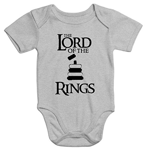 MoonWorks Baby Body The Lord of The Rings Kurzarm Bio-Baumwolle Aufdruck grau 0-3 Monate von MoonWorks