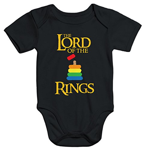 MoonWorks Baby Body The Lord of The Rings Kurzarm Bio-Baumwolle Aufdruck schwarz 0-3 Monate von MoonWorks