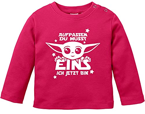 MoonWorks Baby Langarm-Shirt Baby Yoda Parodie 1/2 Geburtstag Spruch Geburtstagsshirt Bio-Baumwolle Junge/Mädchen 1 ich jetzt Bin Sorbet 92/98 (16-24-Monate) von MoonWorks