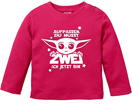 MoonWorks Baby Langarm-Shirt Baby Yoda Parodie 1/2 Geburtstag Spruch Geburtstagsshirt Bio-Baumwolle Junge/Mädchen 2 ich jetzt Bin Sorbet 92/98 (16-24-Monate) von MoonWorks