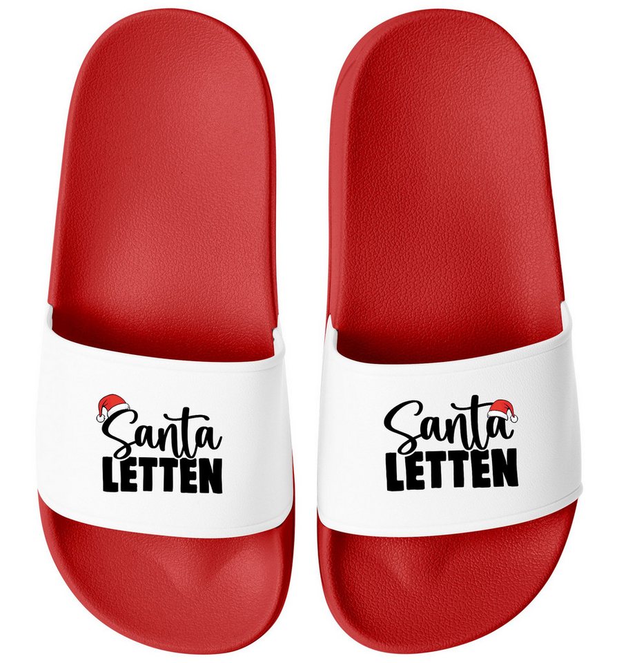 MoonWorks Badelatschen Weihnachten Unisex mit Aufdruck Santa Letten Herren Badesandale von MoonWorks