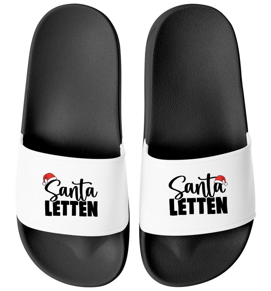 MoonWorks Badelatschen Weihnachten Unisex mit Aufdruck Santa Letten Herren Badesandale von MoonWorks