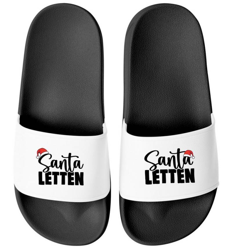 MoonWorks Badelatschen Weihnachten Unisex mit Aufdruck Santa Letten Herren Badesandale von MoonWorks