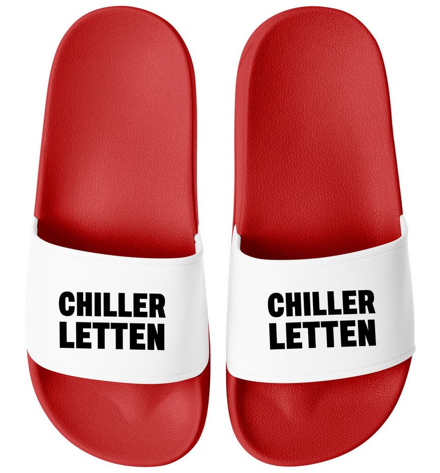 MoonWorks Badeschlappen Chiller-Lettem Badelatschen Unisex Spruch Lustig Relax Badesandale von MoonWorks