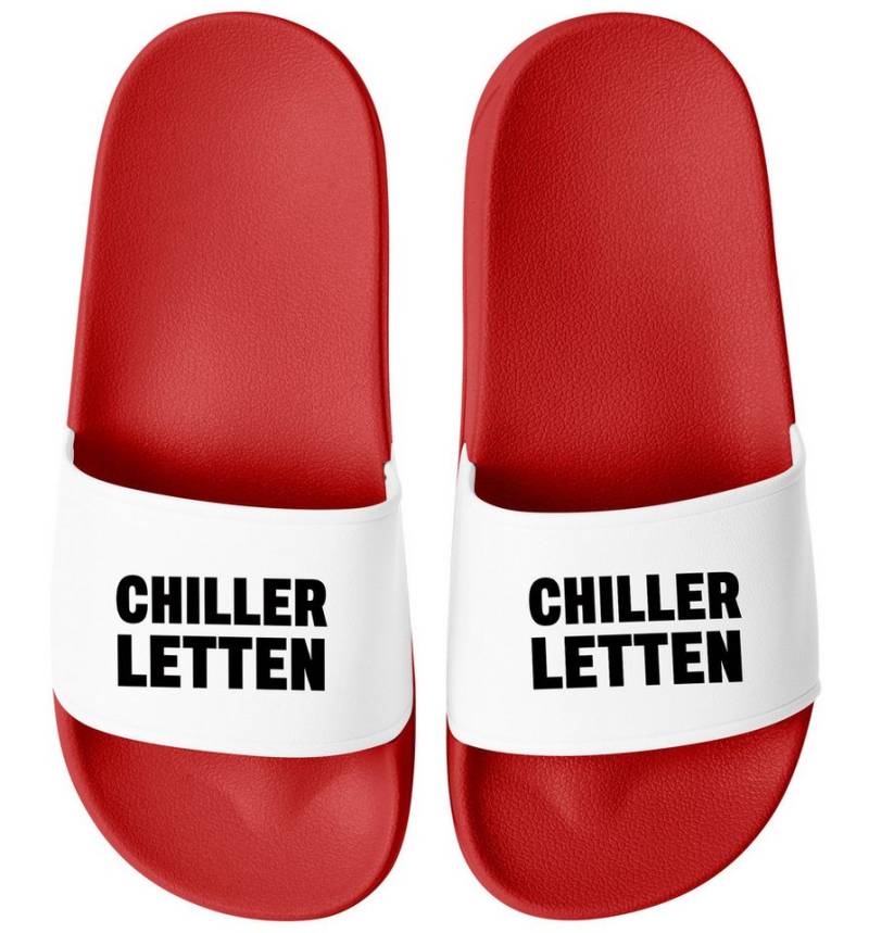 MoonWorks Badeschlappen Chiller-Lettem Badelatschen Unisex Spruch Lustig Relax Badesandale von MoonWorks