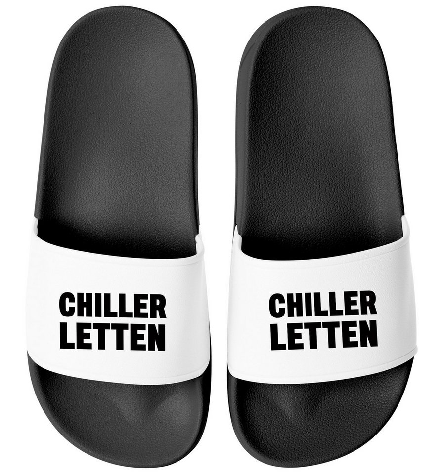 MoonWorks Badeschlappen Chiller-Lettem Badelatschen Unisex Spruch Lustig Relax Badesandale von MoonWorks