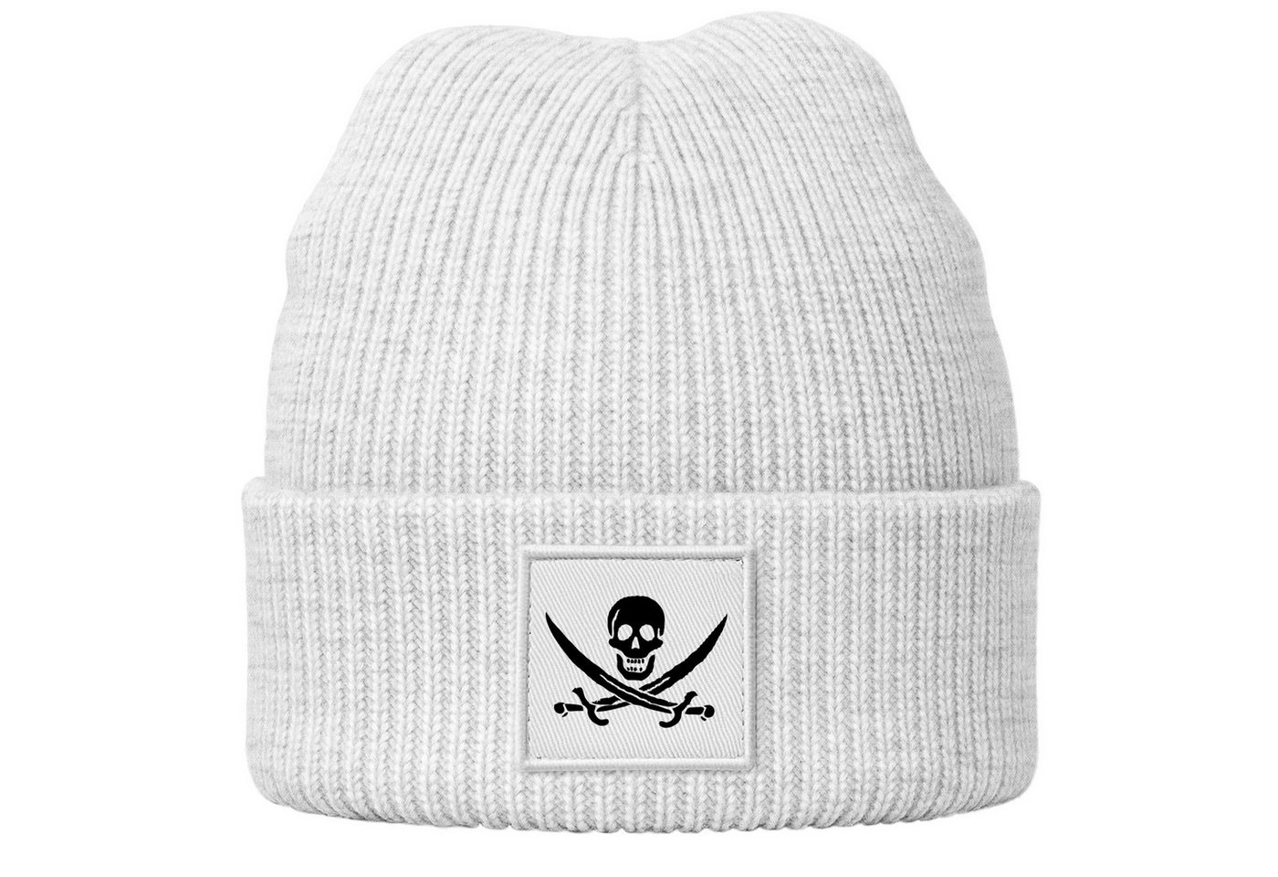MoonWorks Beanie Damen Beanie Strickmütze mit Aufdruck Pirat Totenkopf Statement von MoonWorks