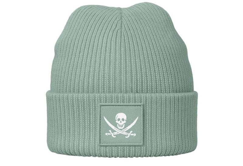 MoonWorks Beanie Damen Beanie Strickmütze mit Aufdruck Pirat Totenkopf Statement von MoonWorks