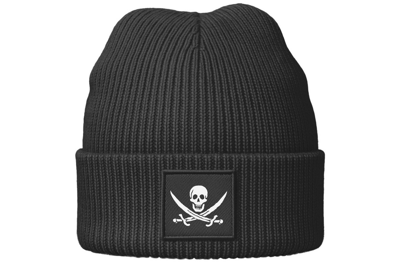 MoonWorks Beanie Damen Beanie Strickmütze mit Aufdruck Pirat Totenkopf Statement von MoonWorks