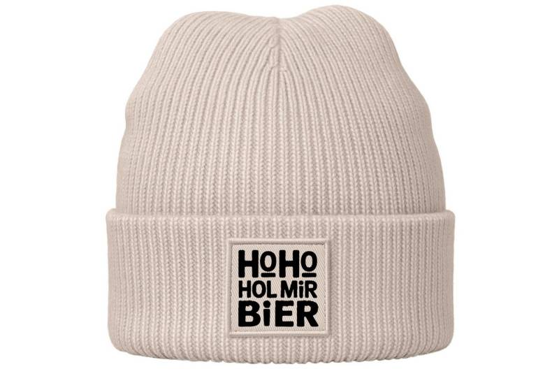 MoonWorks Beanie Herren Beanie Patch Bedruckt mit Spruch LustigHo Ho Hol mir Bier Meme von MoonWorks