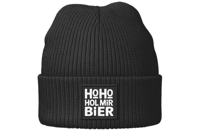 MoonWorks Beanie Herren Beanie Patch Bedruckt mit Spruch LustigHo Ho Hol mir Bier Meme von MoonWorks