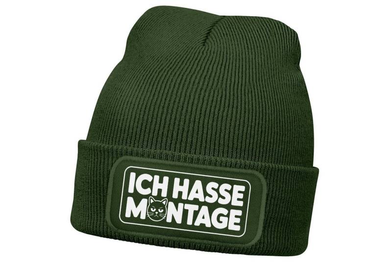 MoonWorks Beanie Herren Beanie bedruckt Spruch Ich hasse Montage Patch Strickmütze von MoonWorks