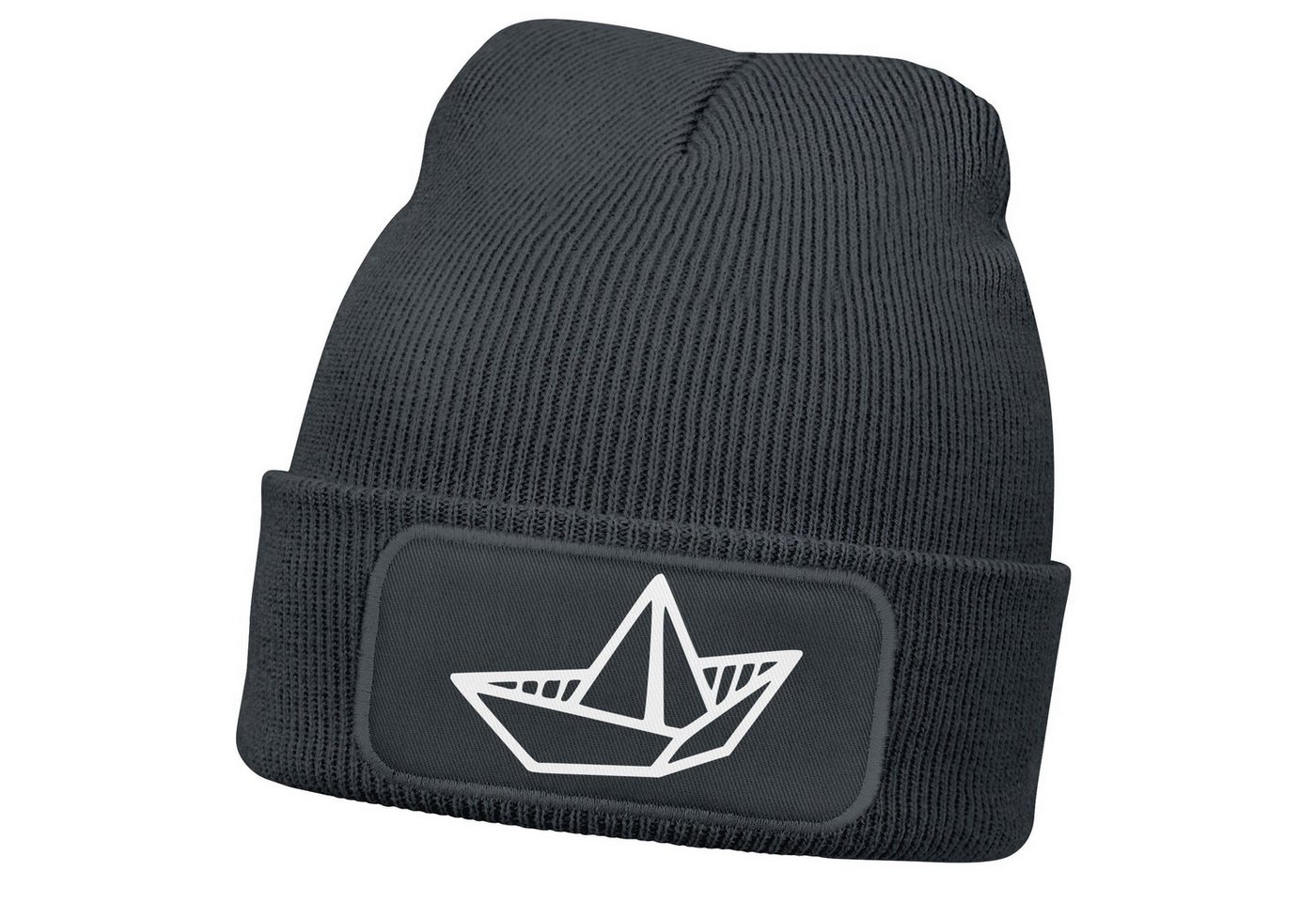 MoonWorks Beanie Herren Beanie mit Patch Strickmütze Aufdruck Boot Design Maritim von MoonWorks