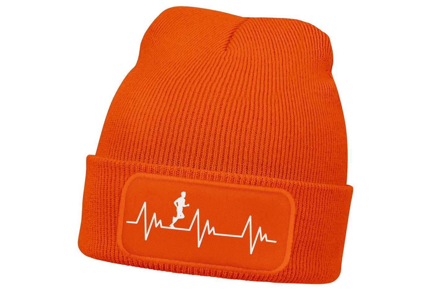 MoonWorks Beanie Herren Beanie mit Patch Strickmütze Aufdruck Herzschlag Joggen Sport von MoonWorks