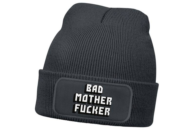 MoonWorks Beanie Herren Beanie mit Patch Strickmütze mit Design Spruch Bad von MoonWorks