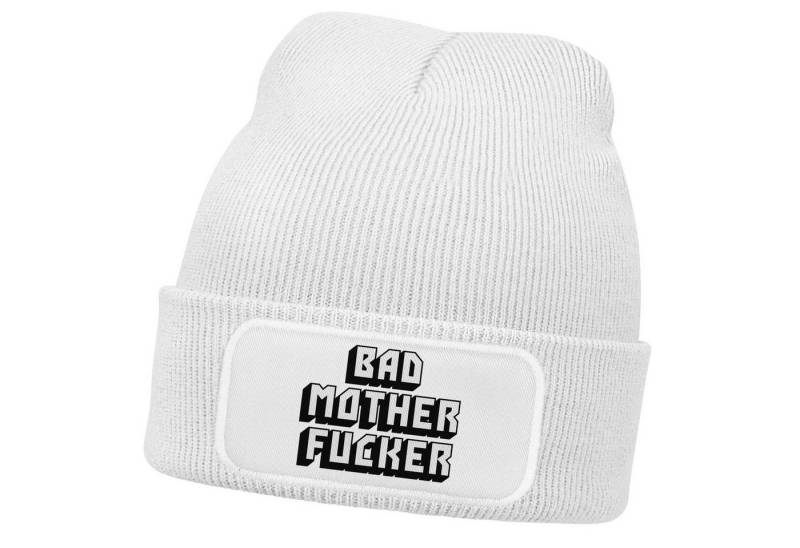 MoonWorks Beanie Herren Beanie mit Patch Strickmütze mit Design Spruch Bad von MoonWorks