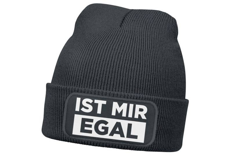 MoonWorks Beanie Herren Beanie mit Patch Strickmütze mit Spruch Ist mir egal Statement von MoonWorks