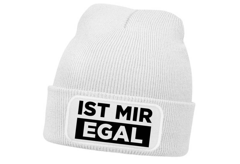 MoonWorks Beanie Herren Beanie mit Patch Strickmütze mit Spruch Ist mir egal Statement von MoonWorks