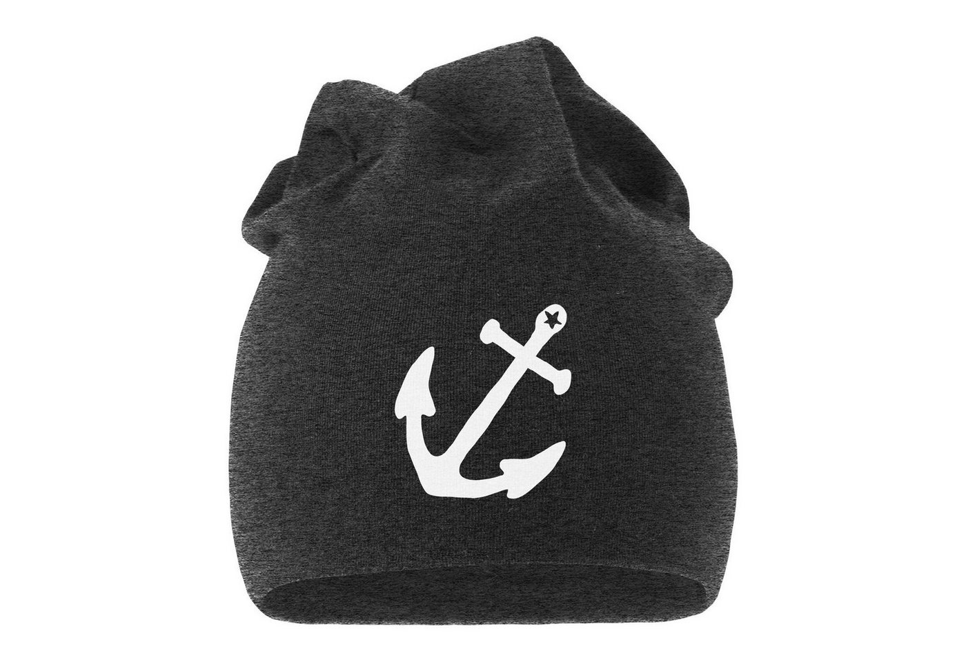 MoonWorks Beanie Jersey Beanie Anker Stern Anchor Star Vintage Herrem Damen bedruckt von MoonWorks