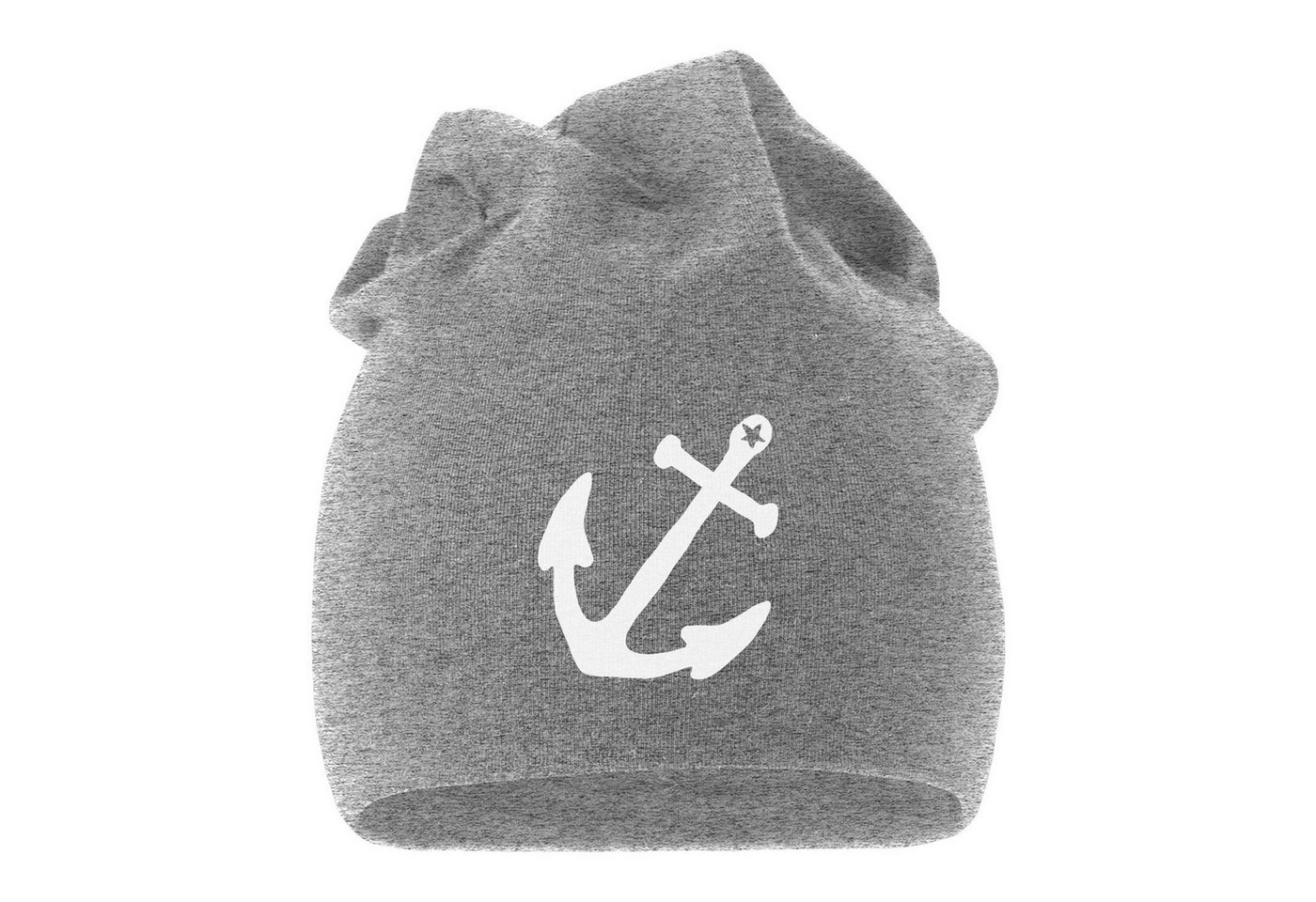 MoonWorks Beanie Jersey Beanie Anker Stern Anchor Star Vintage Herrem Damen bedruckt von MoonWorks