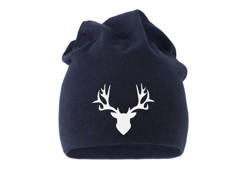 MoonWorks Beanie Jersey Beanie Hirsch Geweih Herren Damen bedruckt Moonworks® von MoonWorks
