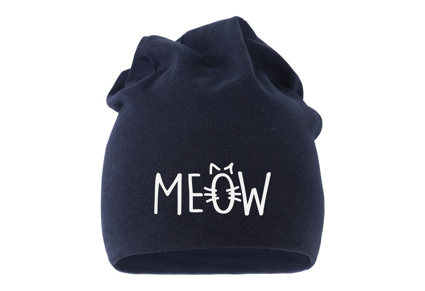MoonWorks Beanie Jersey Beanie Katze Meow Miau Cat Mütze bedruckt Herren Damen von MoonWorks