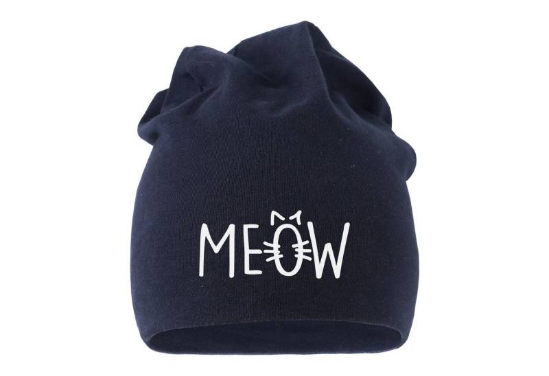 MoonWorks Beanie Jersey Beanie Katze Meow Miau Cat Mütze bedruckt Herren Damen von MoonWorks