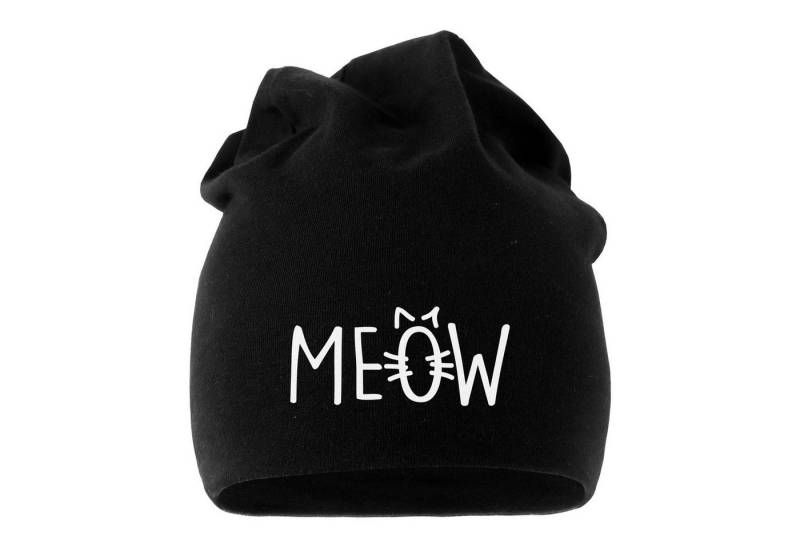 MoonWorks Beanie Jersey Beanie Katze Meow Miau Cat Mütze bedruckt Herren Damen von MoonWorks